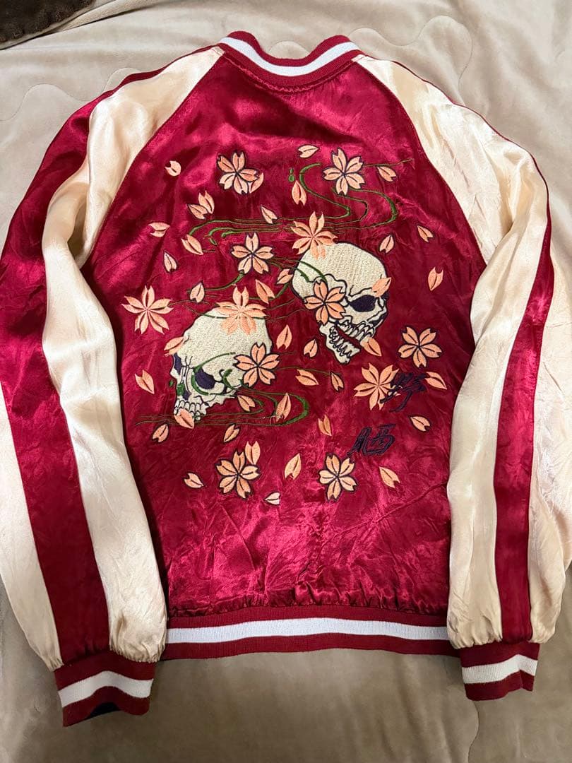 ２面用 Pin-Ball スカル 桜 日本限定スカジャン vintageレーヨン