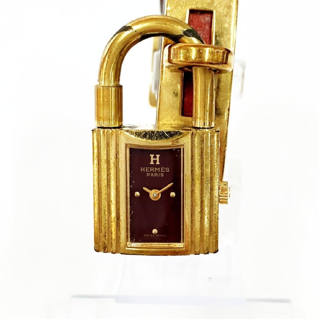 HERMES ケリーウォッチ GP ボルドー系文字盤 クオーツ レディース腕時計