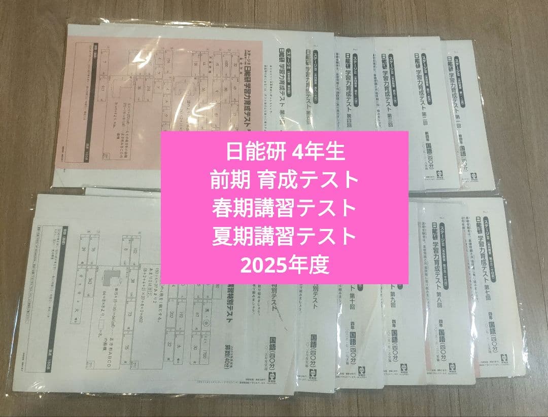 【最新版】日能研 4年生 前期 育成テスト 春期/夏期講習テスト 2025年度