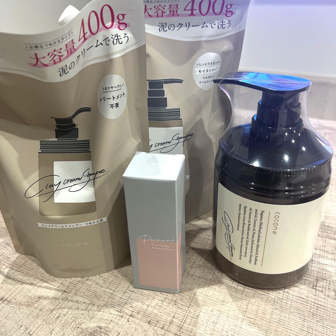 【お得セット】cocone クレイクリームシャンプー 380g 詰め替え2個付き