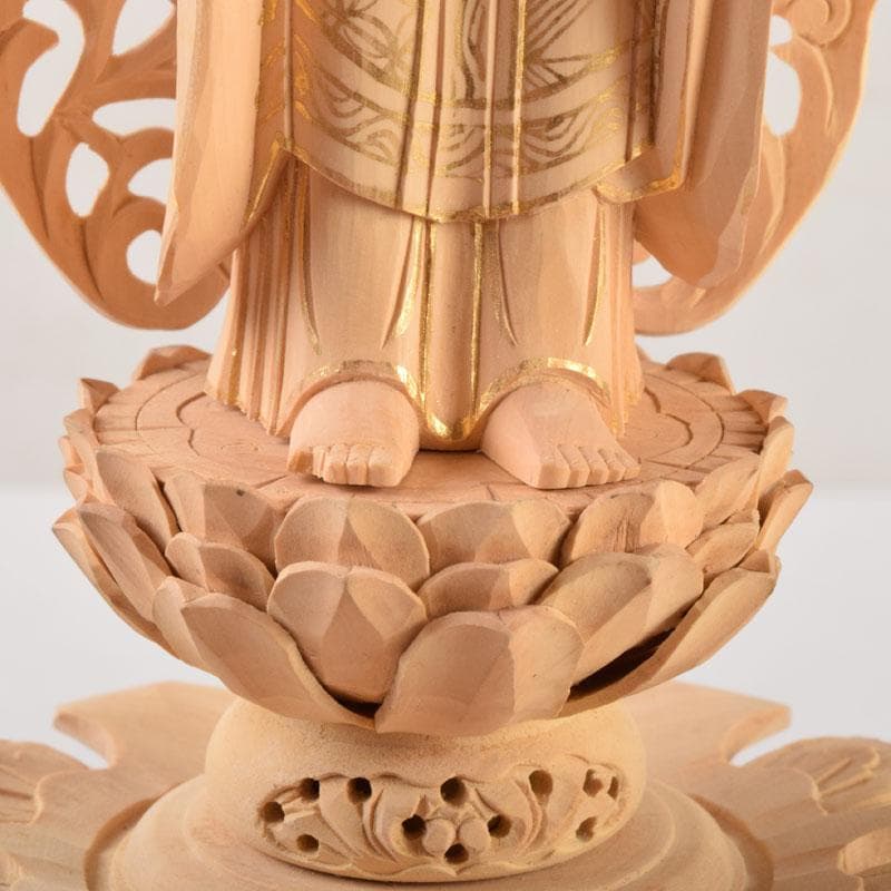 仏教美術 柘植彫刻 西立弥陀像 仏像 華鬘台 C 9122 - メルカリ