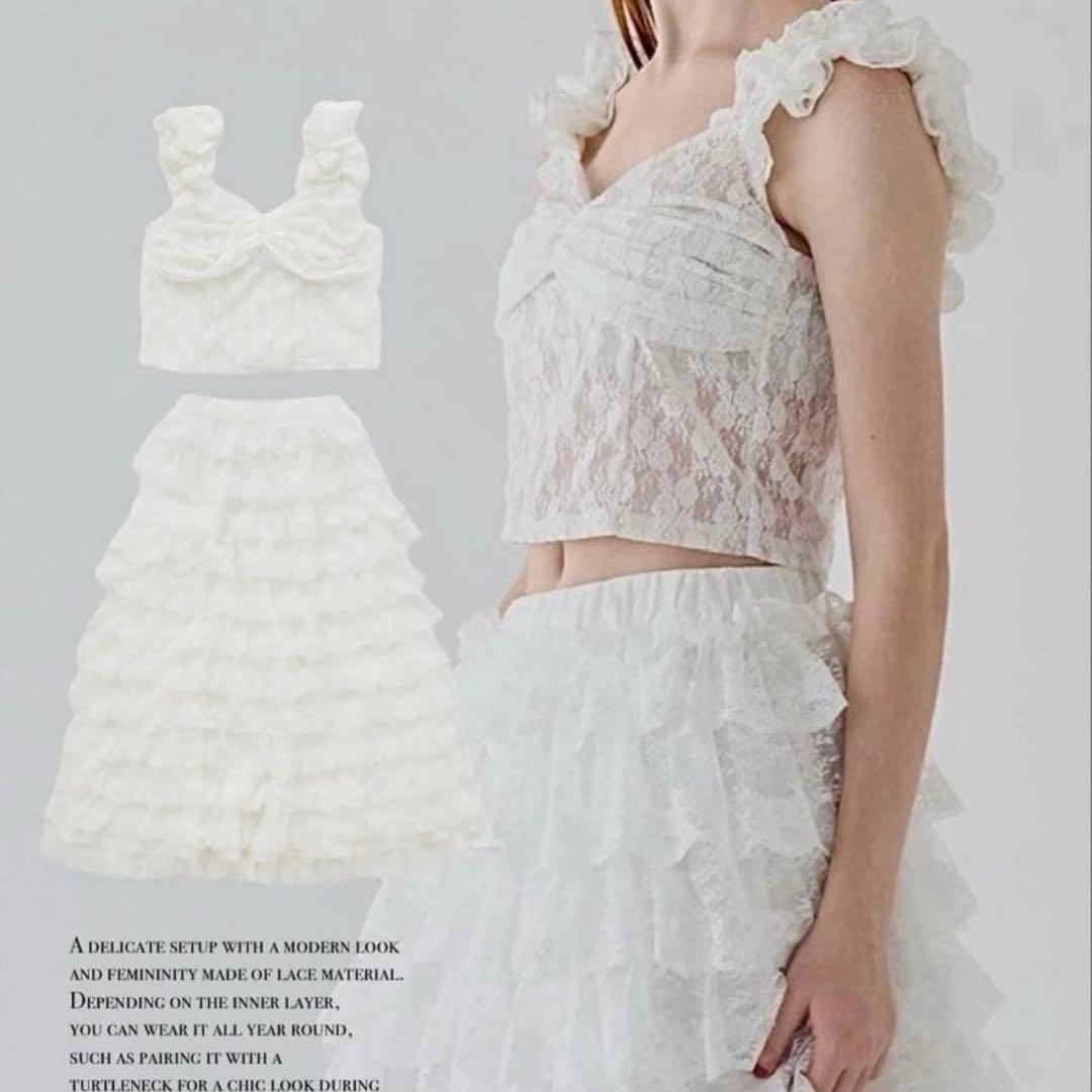 う*み様 girly lace frill skirt white treatu