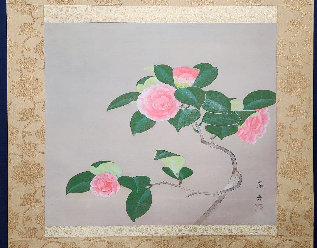 【乙女椿図】福田翠光 2678 共箱二重箱太巻 掛け軸 肉筆 乙女椿図】福田翠光 2678 共箱二重箱太巻 掛け軸 肉筆 - メルカリ