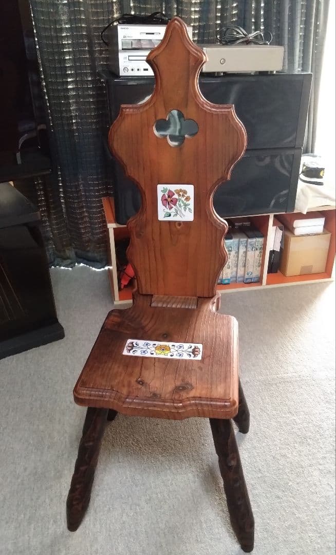 スペイン製　木製イス　折り畳み椅子　アンティーク　レトロ