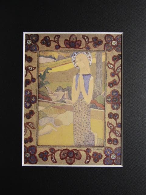 シャルル・フィリジェ、祈る聖女、希少な画集より、高級新品額・額装付