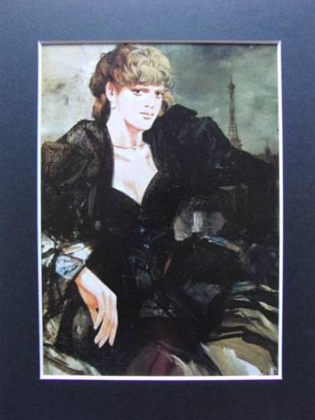 斎藤　三郎 、トロカデロ、希少な額装用画集より、新品高級額、額装付