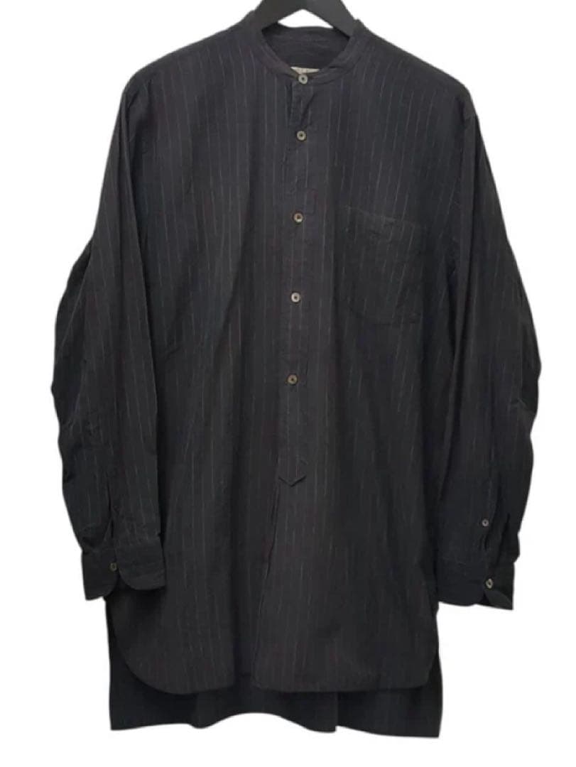 COMOLI コモリシャツ バンドカラー ブラック 黒 ストライプ サイズ1 COMOLI (コモリ) コモリシャツ