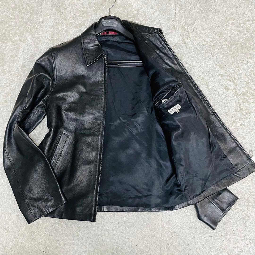 人気✨ポールスミス　ラムレザー　トラッカージャケット　ブルゾン　羊革　黒　M Paul Smith（ポール・スミス） 443327 レザージャケット ブラック SIZE