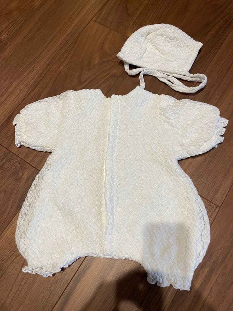 de.sh0p ぽってりシルエット　退院着　ホワイト ボンネット