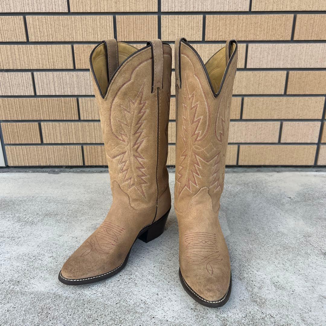 USA製 TEXAS ベージュ スウェード ウエスタンブーツ