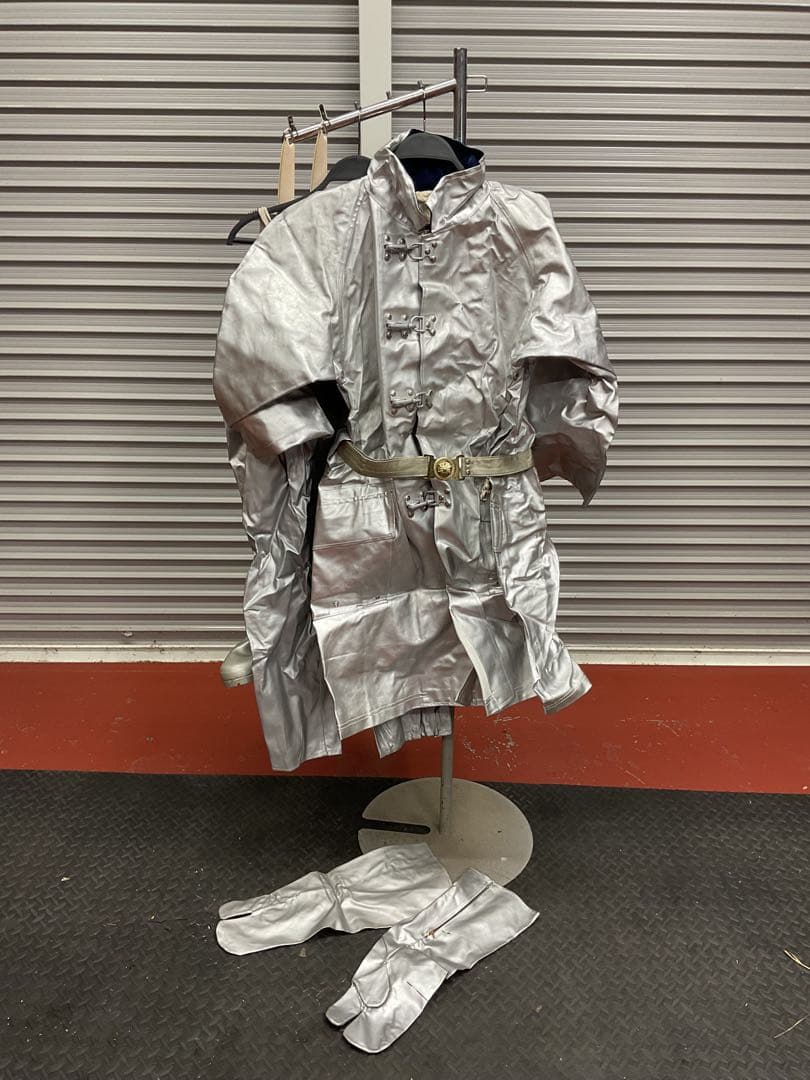 消防服　ファイアーマンコート　シルバー コート 手袋 パンツ　セット