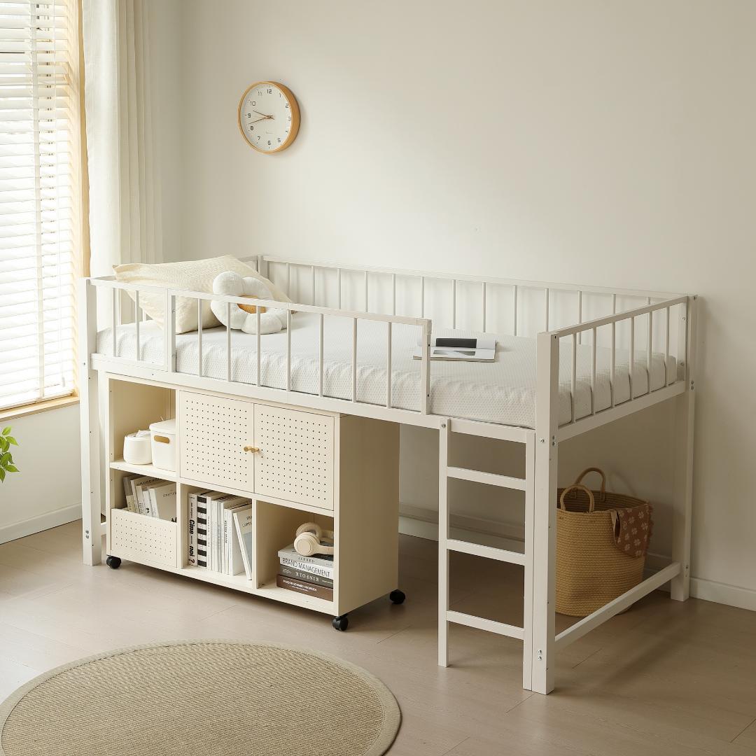 S・高110CM】ロフトベッド下収納 ロフト ベッド 省スペース WHITE