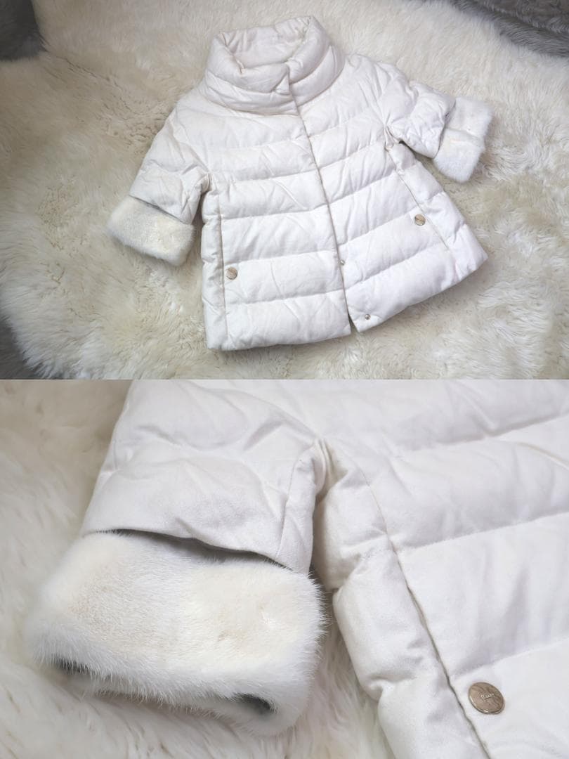 ヘルノ カシミアシルク素材 毛皮カフス ショート丈 ダウン ジャケット コート