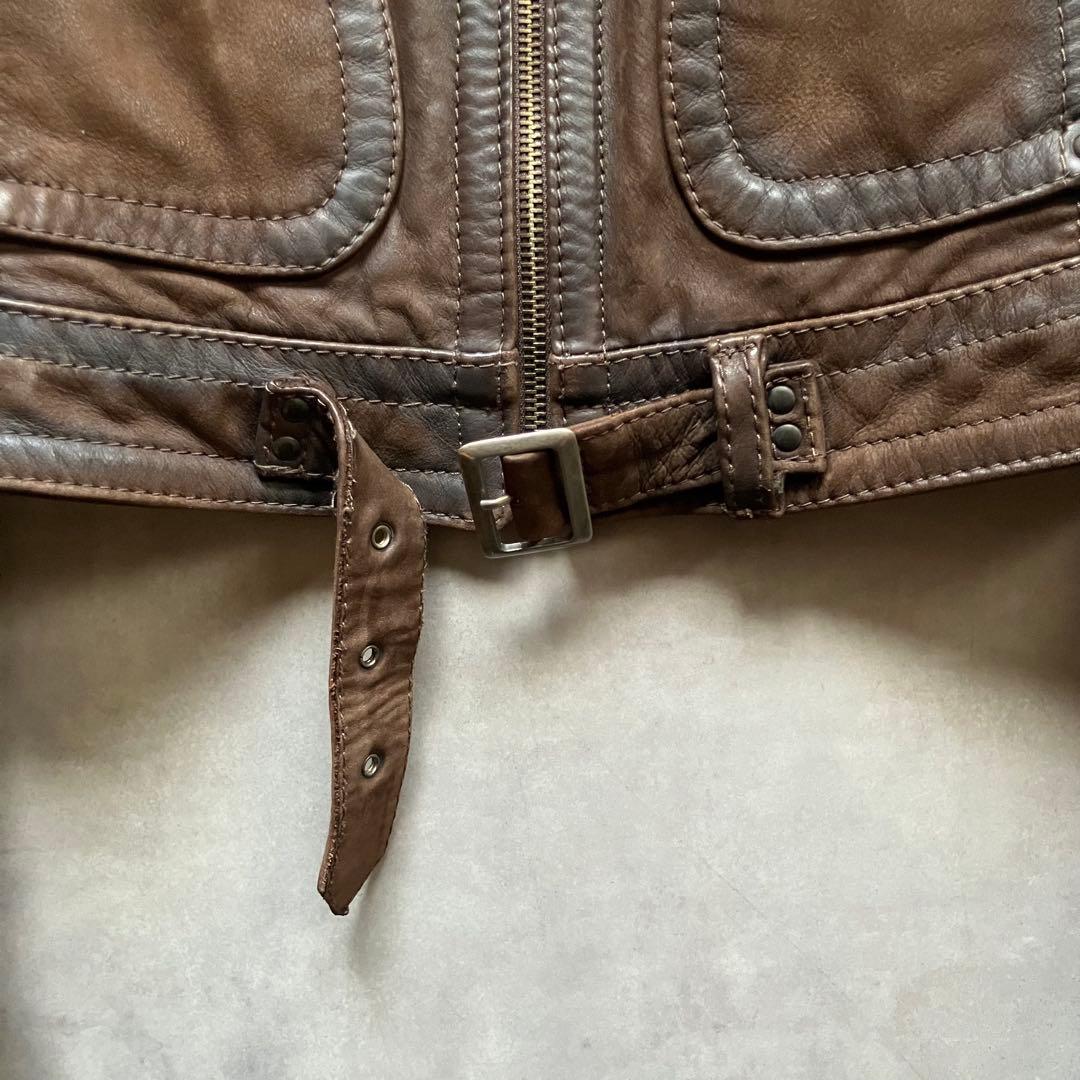 90s euro vintage leather zip jacket y2k - メルカリ