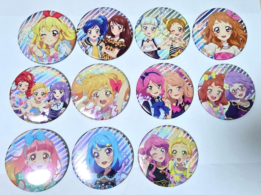 アイカツ 5th フェス　グリッター缶バッジ　全11種コンプリートセット グッズ-バッチ】アイカツ！×プリパラ THE MOVIE -出会いのキセキ
