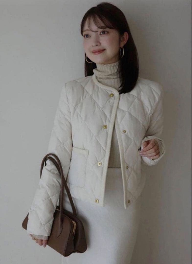 TAION×anuans】ノーカラーキルティングショートダウン ivory - メルカリ