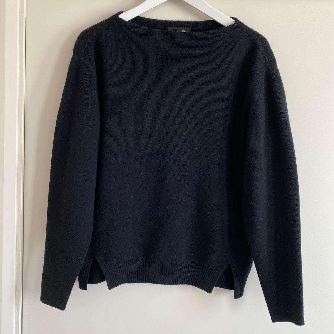 ドゥロワー drawer ボートネックニット　ウールカシミヤ　ブラック