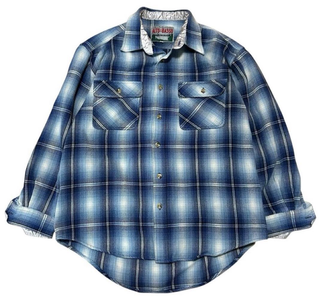 90s vintage チェック オンブレ ネルシャツ ブルー系 - メルカリ