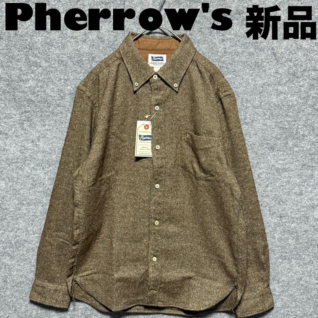 新品未使用　Pherrow's ボタンダウン　ネルシャツ　マチ付き　L 日本製