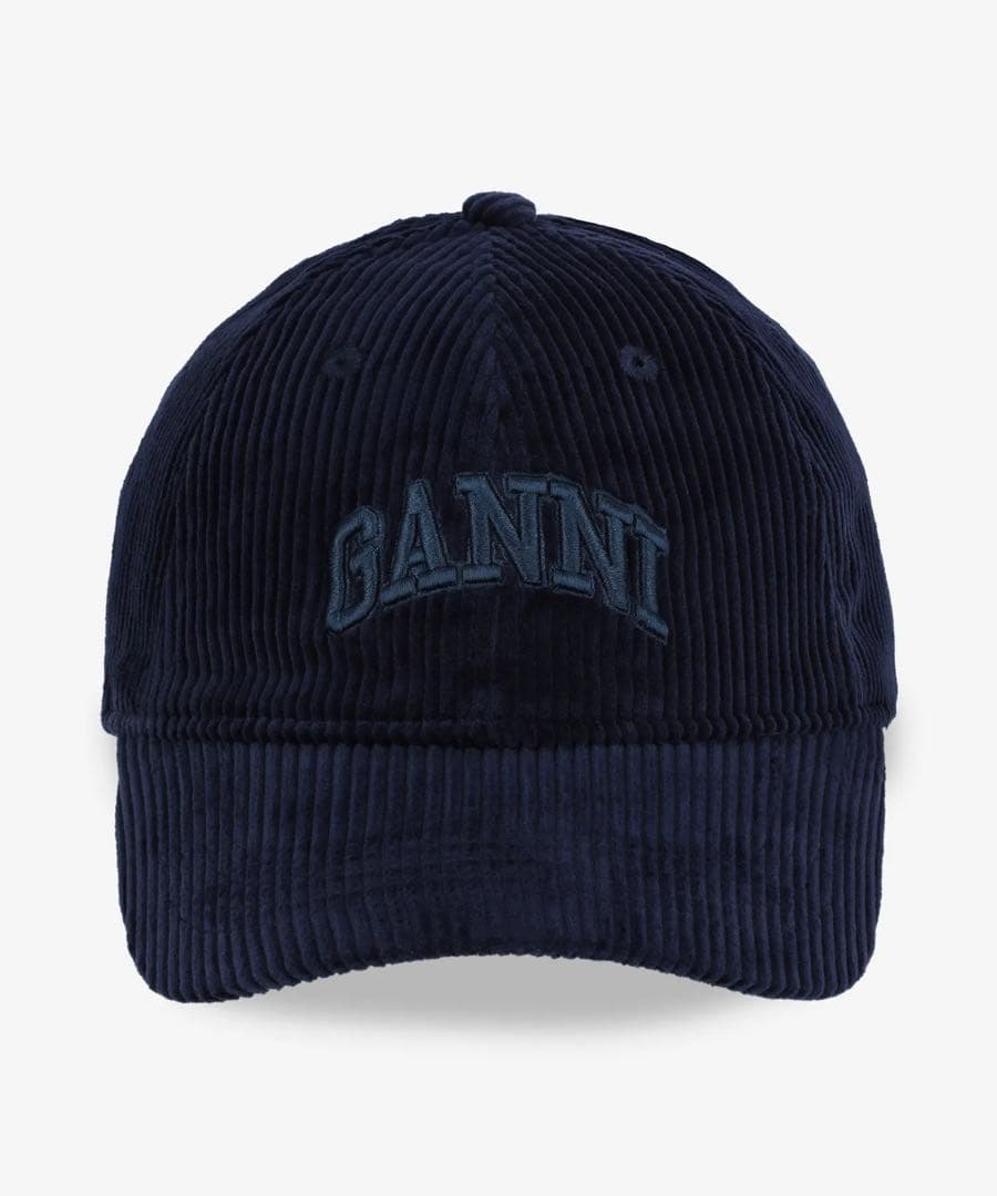 GANNI コーデュロイ ネイビーキャップ