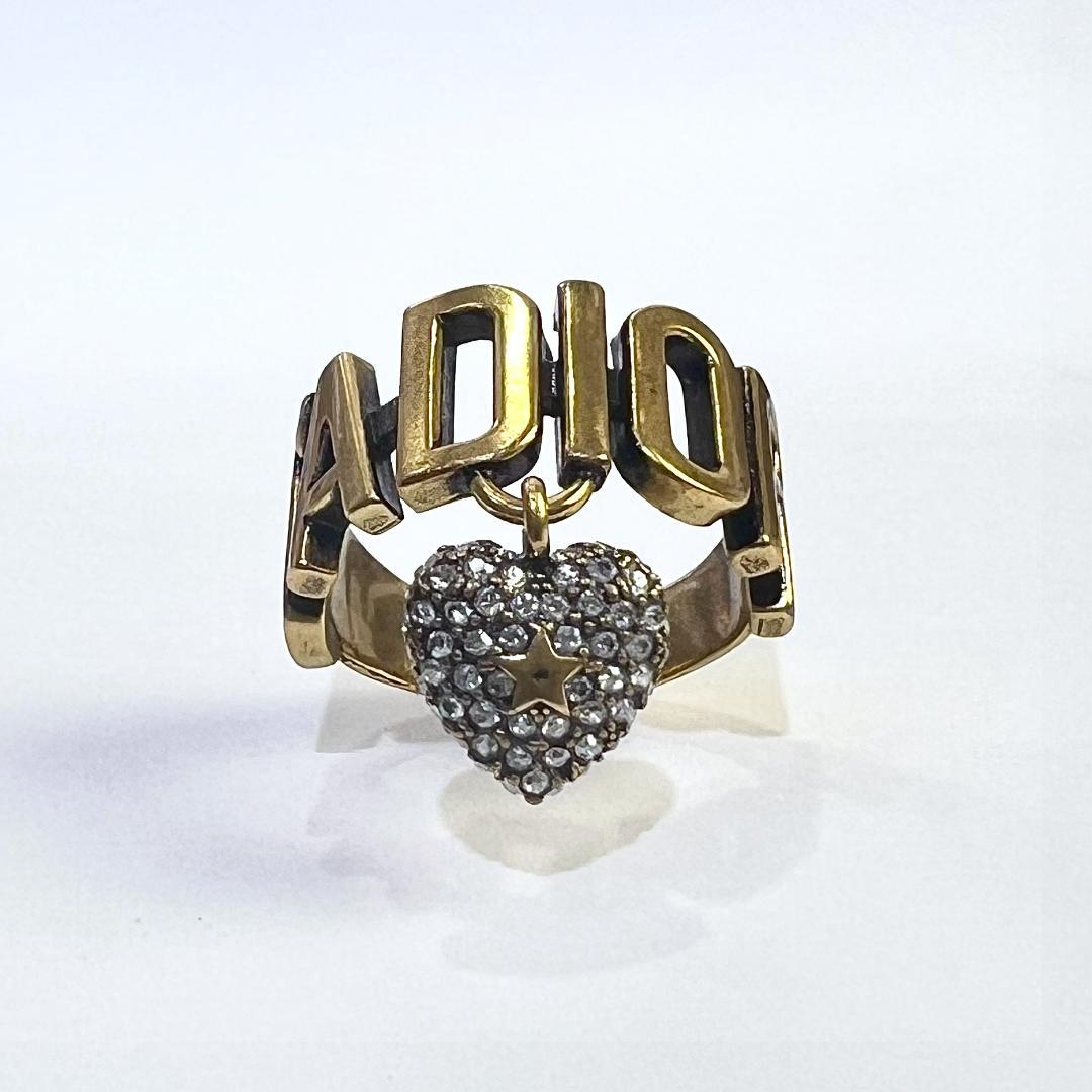 Dior ディオール J'Adior クリスタル ハート チャーム リング 美品