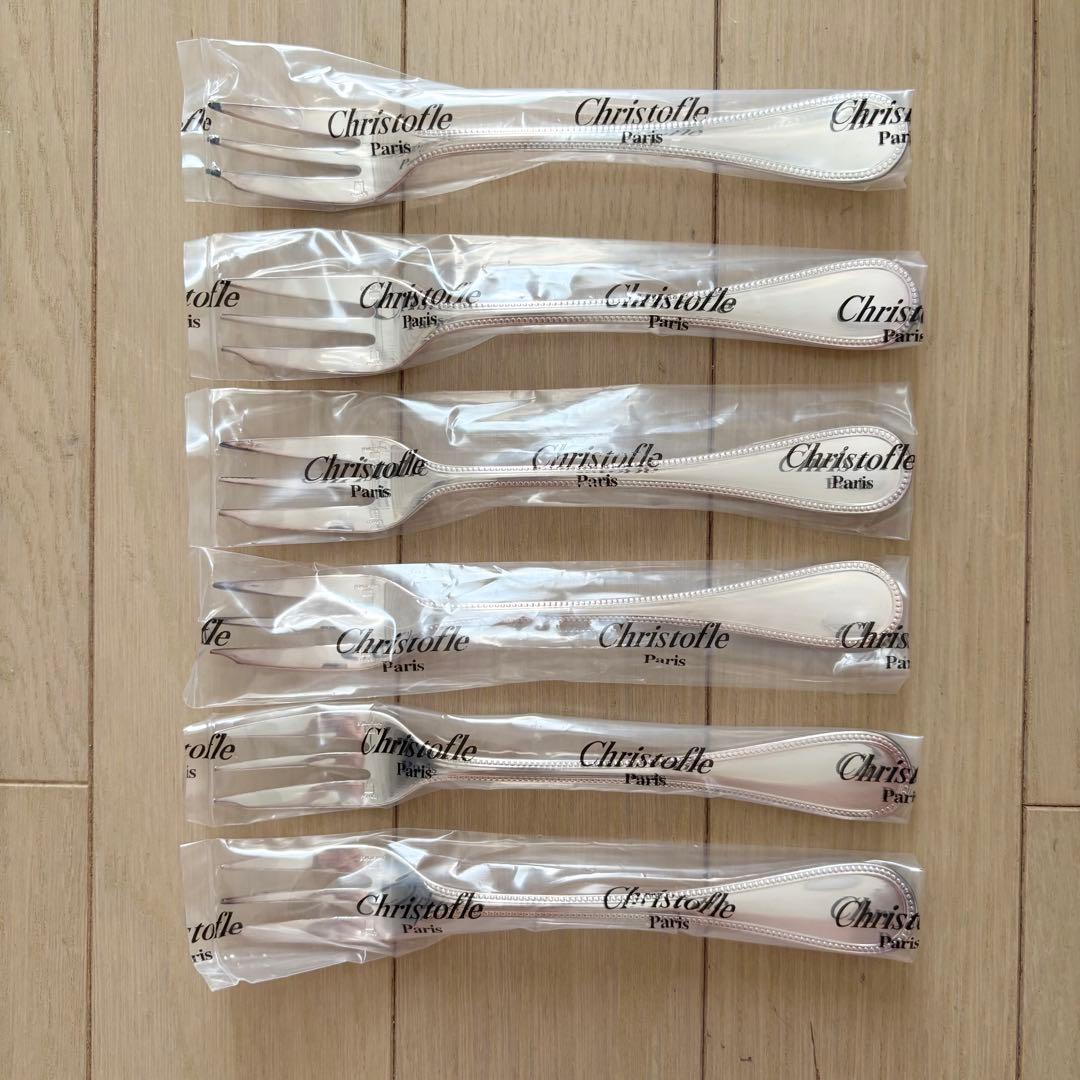 【新品未使用 Christofle】フォーク パール 6点セット