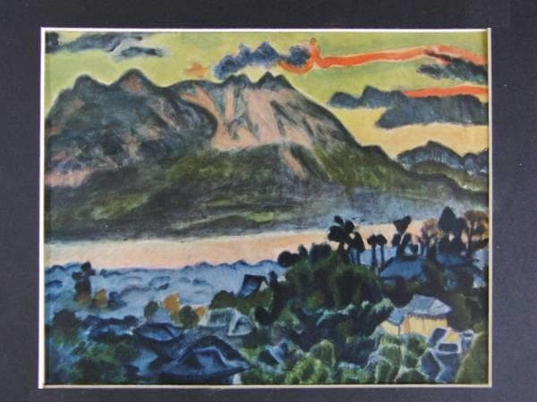 梅原龍三郎、【朝暉】、希少な大判額装用画集より、美品、日本人画家