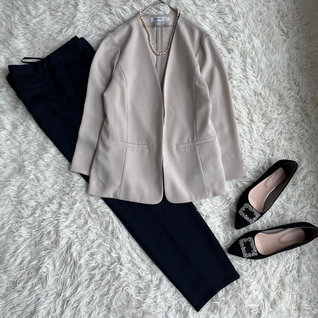 【美品】 ナチュラルビューティーベーシック ノーカラーセットアップ L