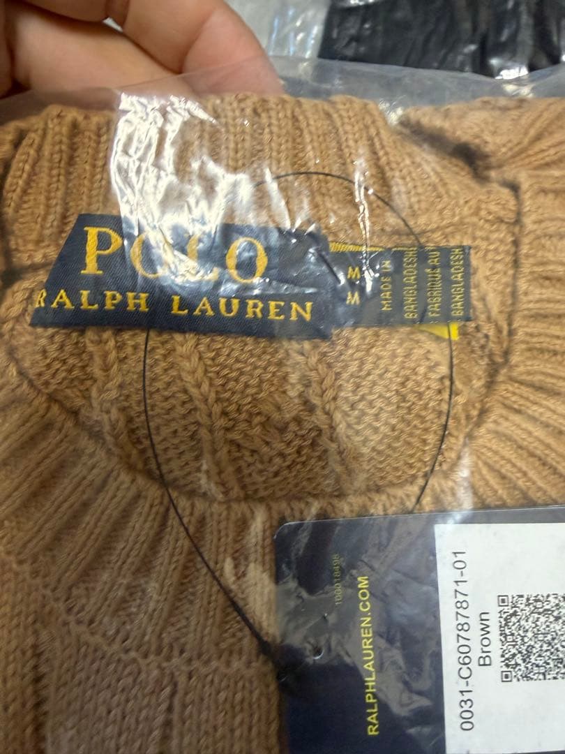 新品】ポロラルフローレン ケーブルニット コットン キャメル Mサイズ