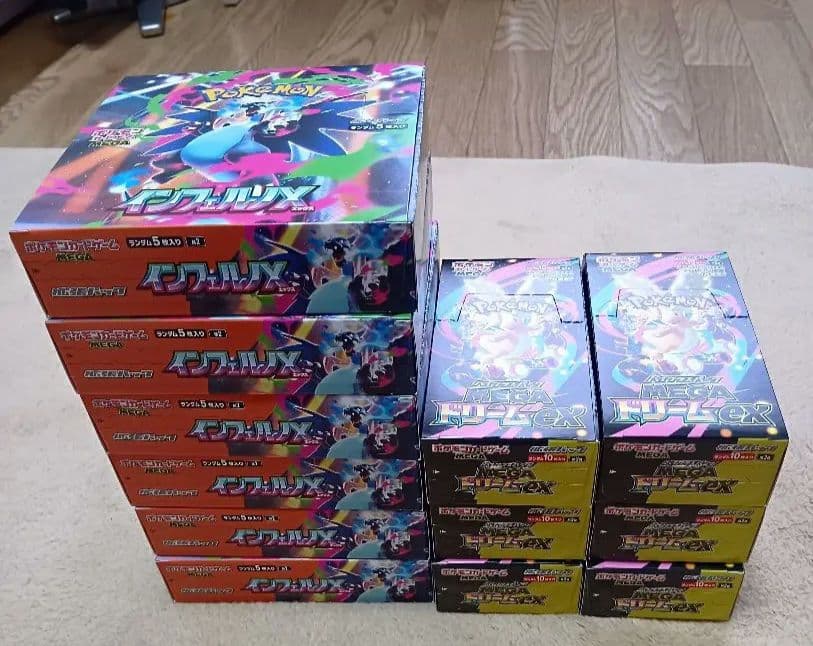 インフェルノX 　ドリームEX 　各6ボックス　シュリンク無し　ペリペリ有り ポケモンカードゲーム メガドリーム インフェルノX シュリンクなし