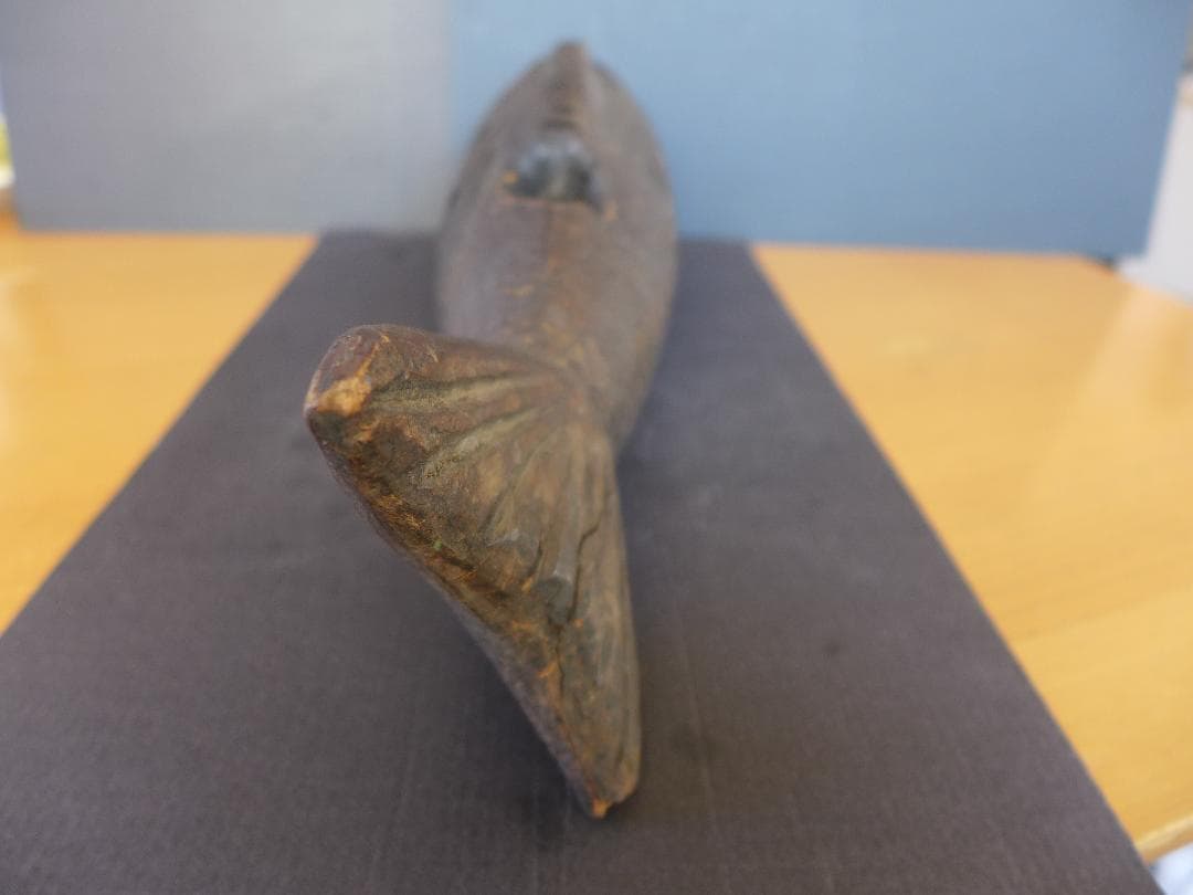 時代物 囲炉裏道具 自在鉤 一刀彫り鯉(横木) 寿・水の文