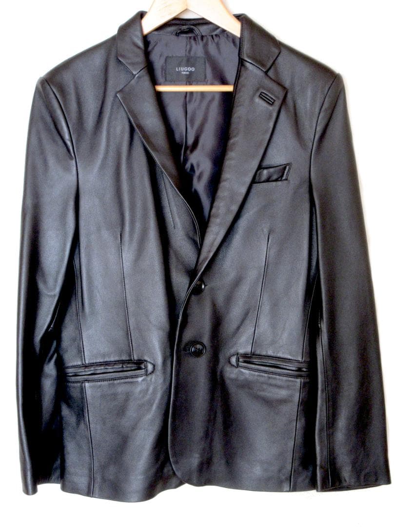 LIUGOO 本革 スリムフィットレザーテーラードジャケット 楽天市場】【20周年記念20%OFFクーポン】LIUGOO 本革 スリムフィット