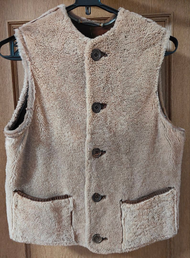 45rpm　ベスト 　 リアルファーと羊毛皮のリバーシブルベスト