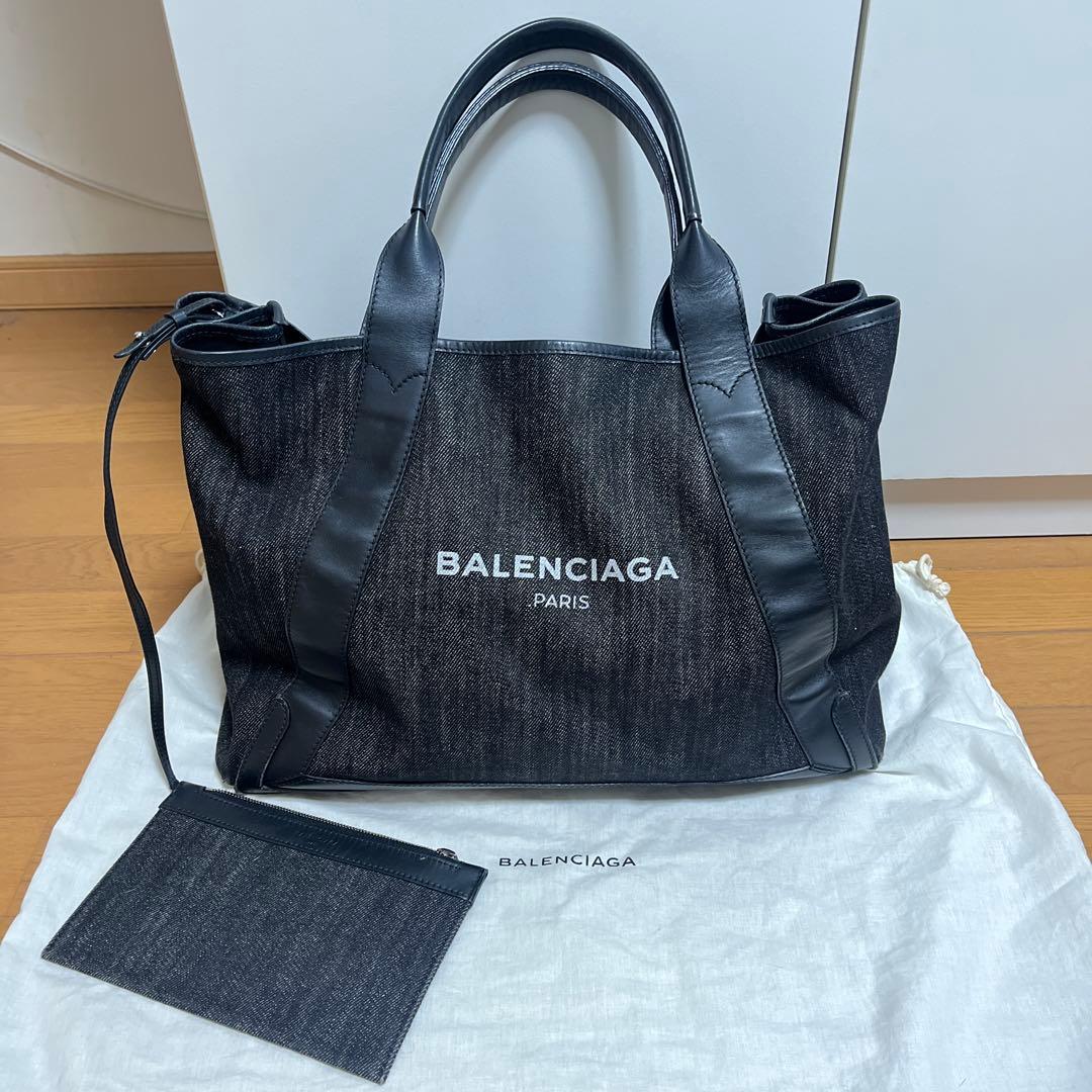 バレンシアガ ネイビーカバス　L ブラックデニム