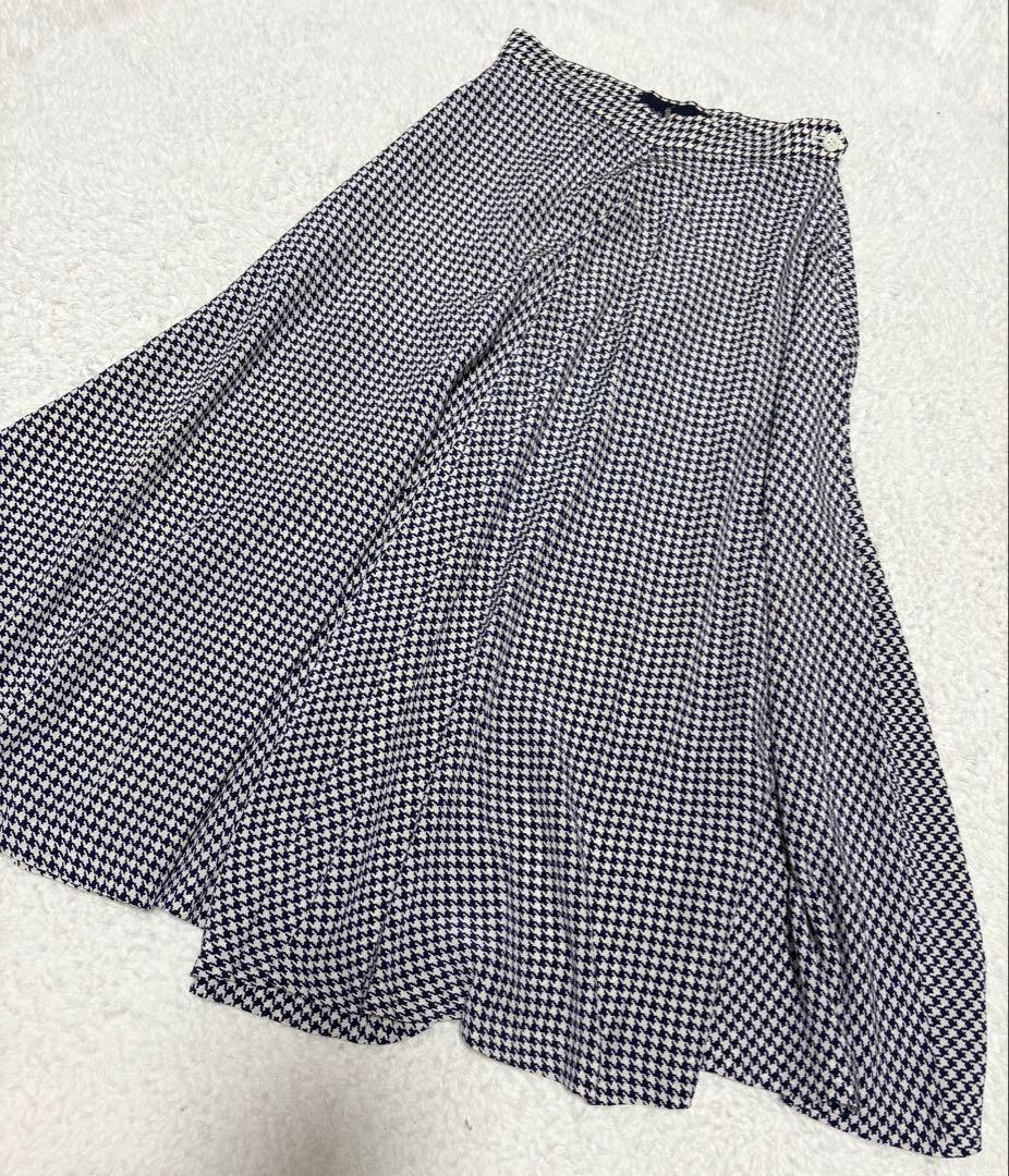 RALPH LAUREN 千鳥柄シルクロングスカート ネイビー 楽天市場】【店内全品SALE】 千鳥格子 フレア ロング スカート