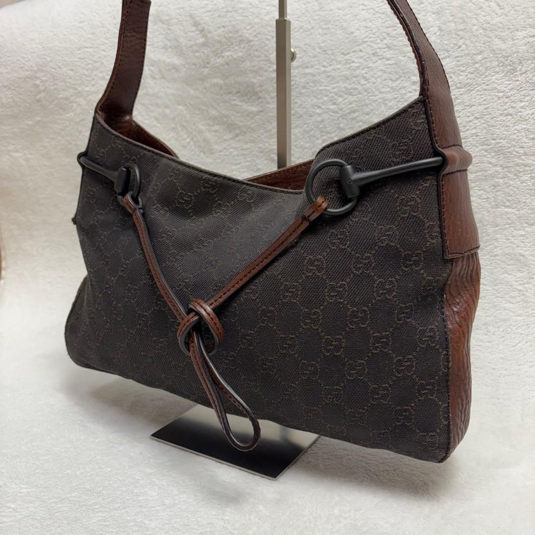 グッチ ワンショルダー ハンドバッグ GGキャンバス レザー ホースビット