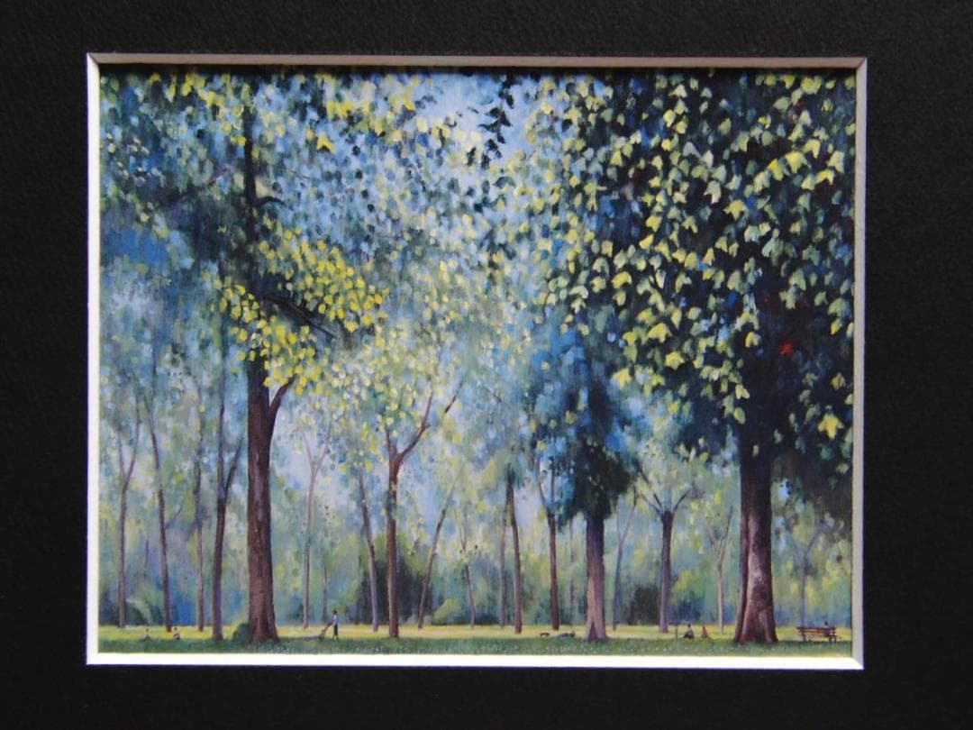 入江観、森の日曜日、希少な額装用画集より、新品高級額装付、状態良好