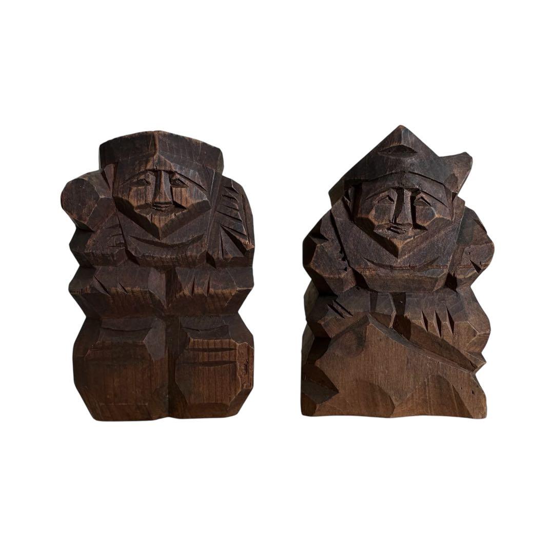 七福神 恵比寿 大黒 一刀彫 木彫 置物 民衆仏 仏教 美術 人形 民藝 骨董