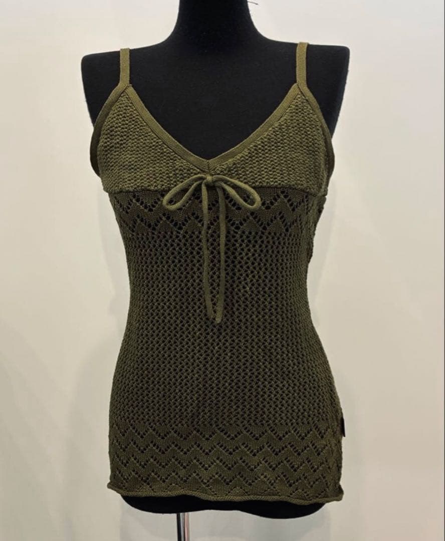 フェアリーグランジ コットン100 森ガール オリーブ メッシュ編み