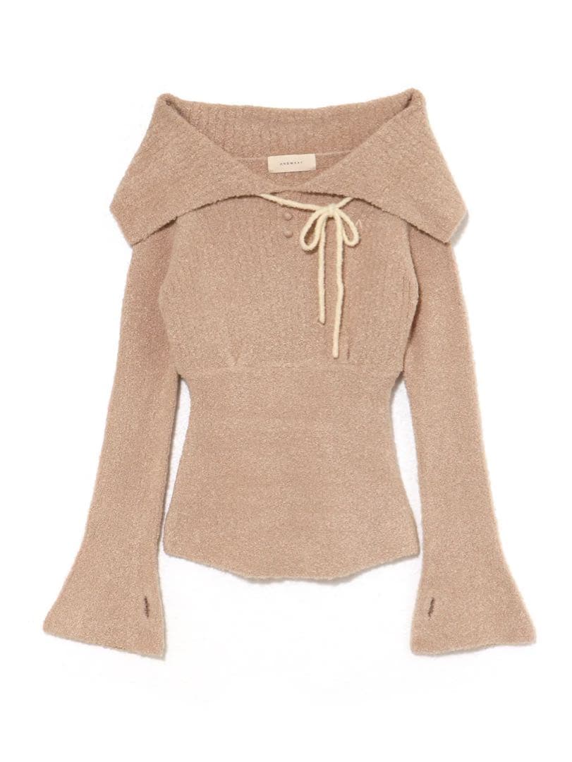 トップス andmary Flora knit tops (pink beige_F)