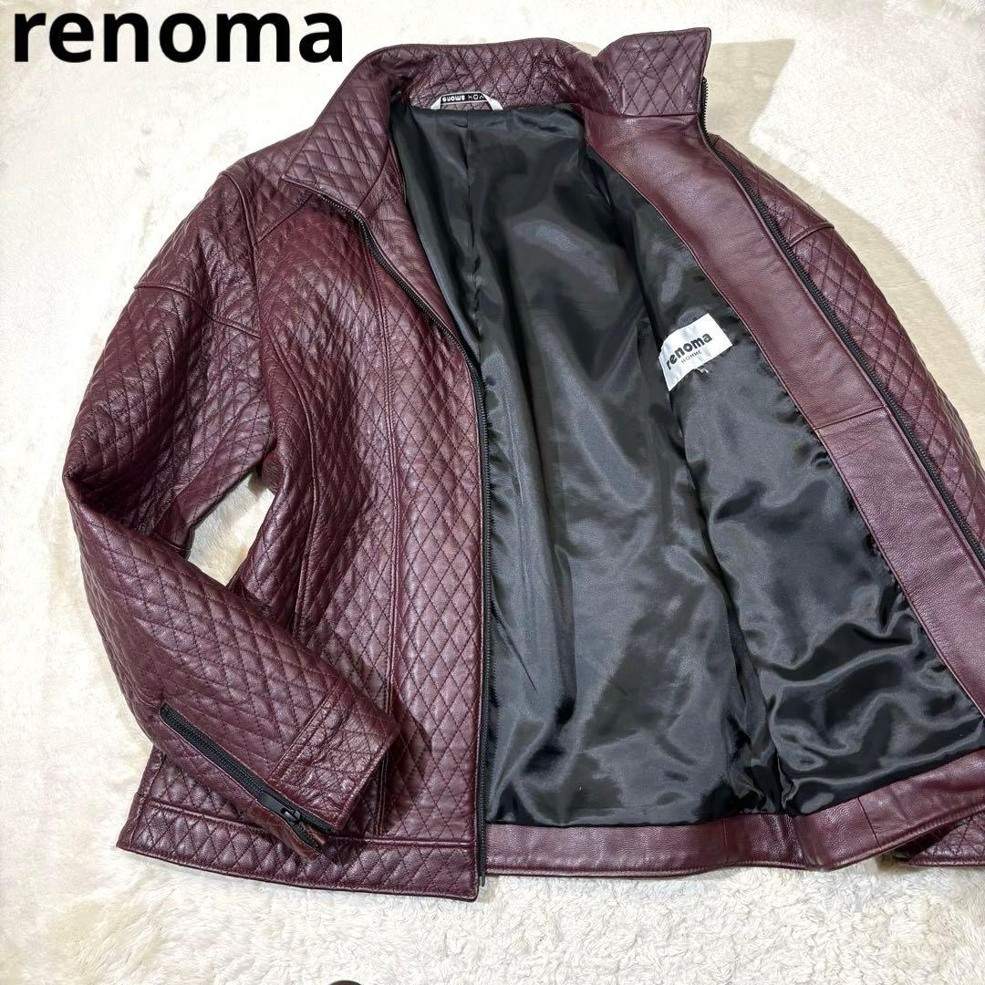 renoma HOMME ゴートスキン キルティング レザージャケット 極美品 renoma HOMME ゴートスキン キルティング レザージャケット