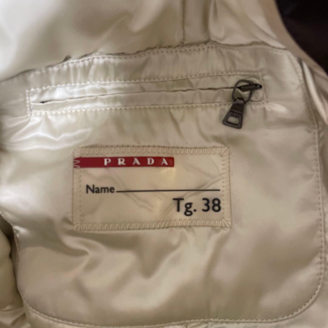 PRADA ダウンコート ロング ファー フード取外し ベルト ダーク