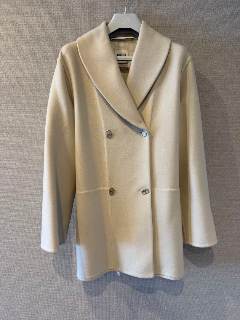 HERMES カシミアピーコート 楽天市場】エルメス ピーコート ショート丈 カシミヤ メンズ 48サイズ