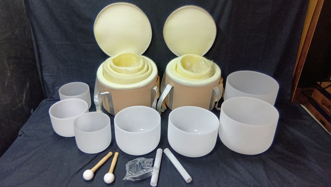 クォーツ クリスタルボウル A＝432Hz 7個セット マレット バッグ付き