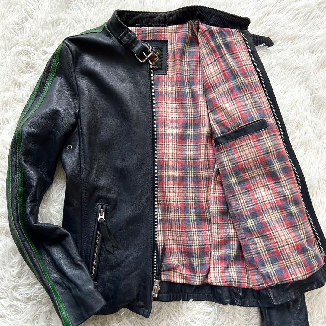 希少色　ショット　シングルライダースジャケット　牛革　グレーネイビー　S相当 楽天市場】牛革 ステアハイド Schott 641XX 60's641XX シングル