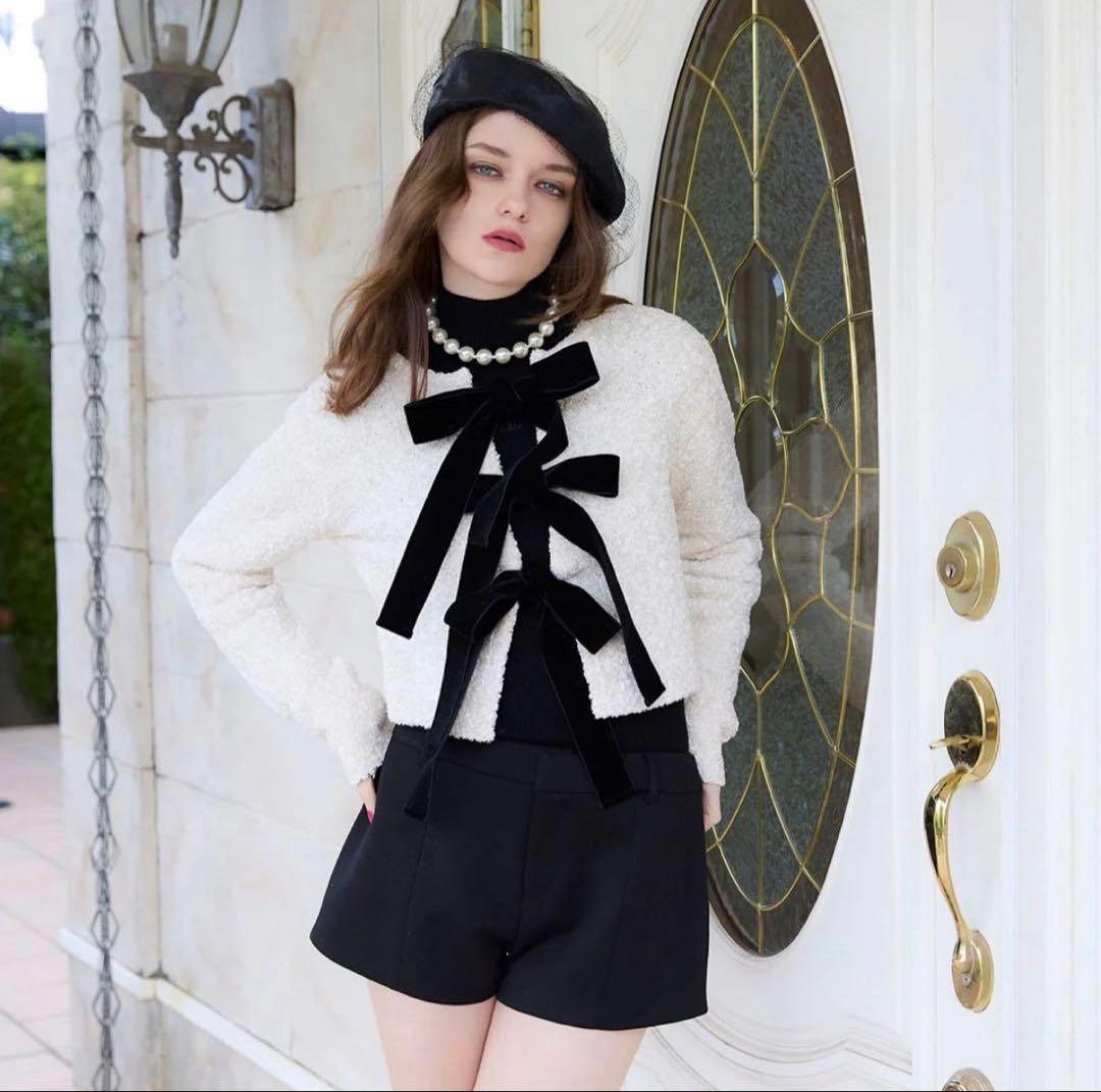 eimy istoire フロントリボンニットトップス IVR