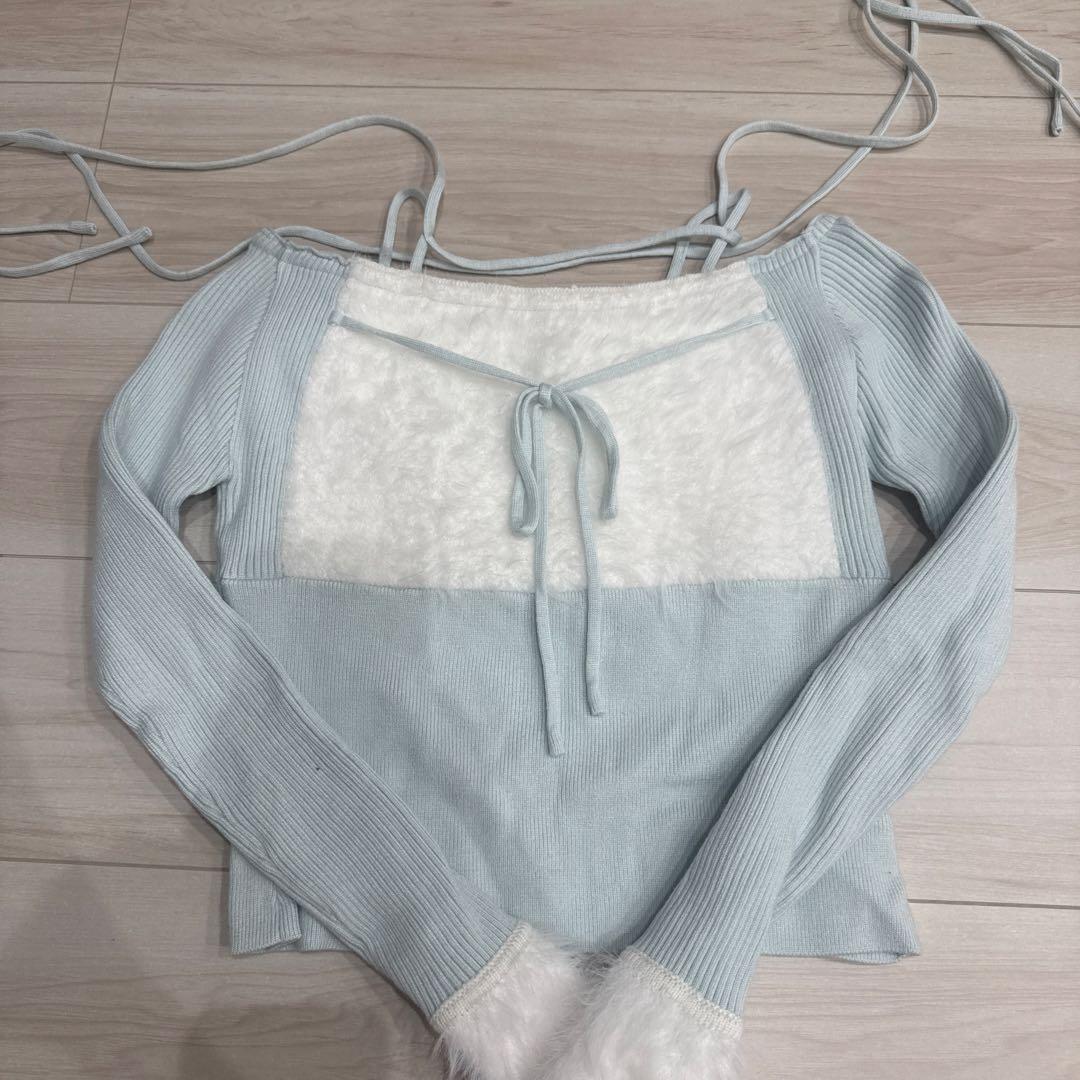 LUMIGNON ルミニョン　水色 長袖ニットセーター F