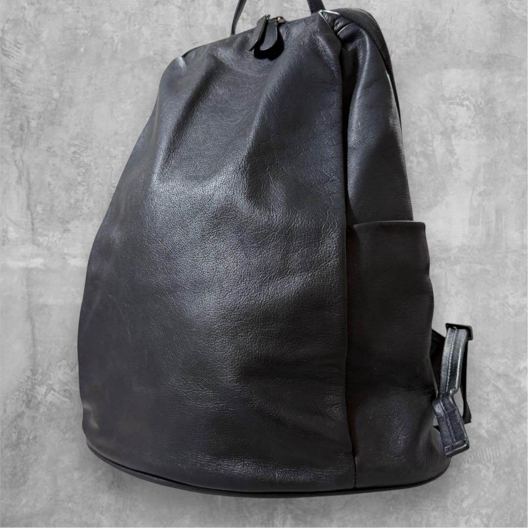 【A4収納可能 完売品】イアパピヨネ　レザースタンドリュック2　ブラック　黒色