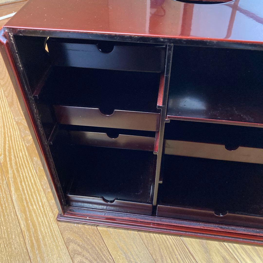 和食 料亭 おかもち コレクション収納 漆器 蓋付 引き出し6つ 工芸品