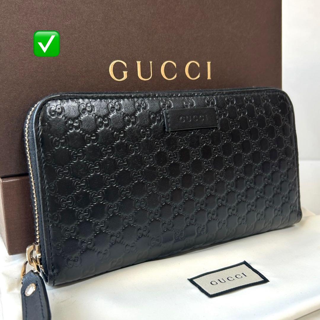 ✅【美品】 メンテ済み グッチ　GUCCI グッチシマ レザー 長財布　ブラック